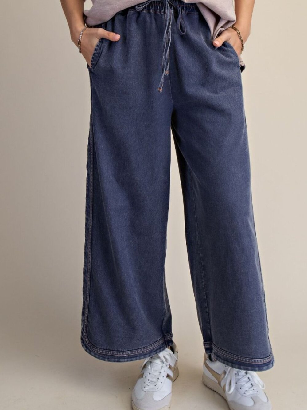 EASEL MINERAL WASHED TENCEL PANTS 100% TENCEL - Picture 5 of 6